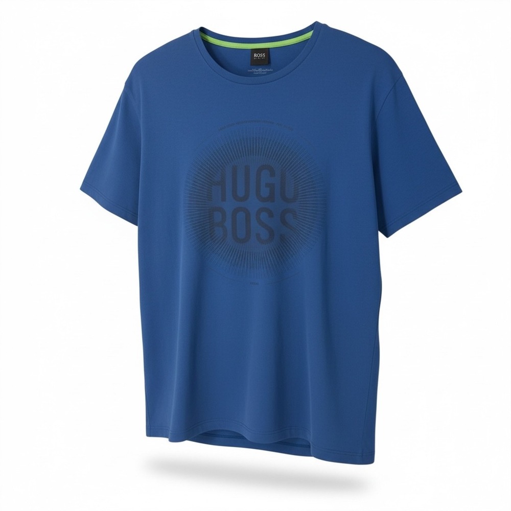 Hugo Boss Green Label Mens Tee 7 Graphic Logo T-Shirt Blue 50251326 Large